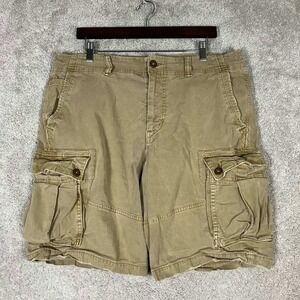 American Eagle Outfitters Mens Cargo Shorts Khaki Classic Length Size 36 Y2K